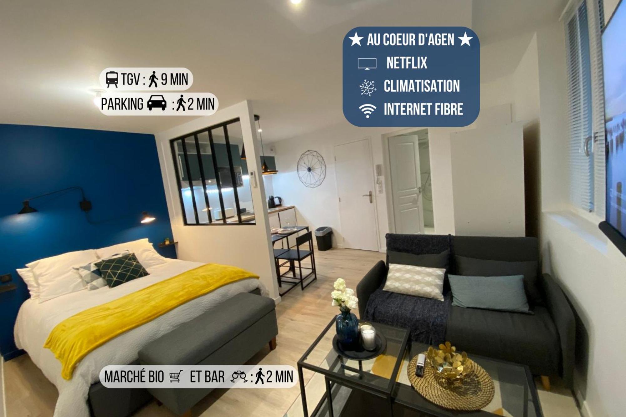 Le Standing - Au Coeur D'Agen - Self Checkin - Wifi - Netflix - Smart Tv - Luqs Fr Lägenhet Exteriör bild
